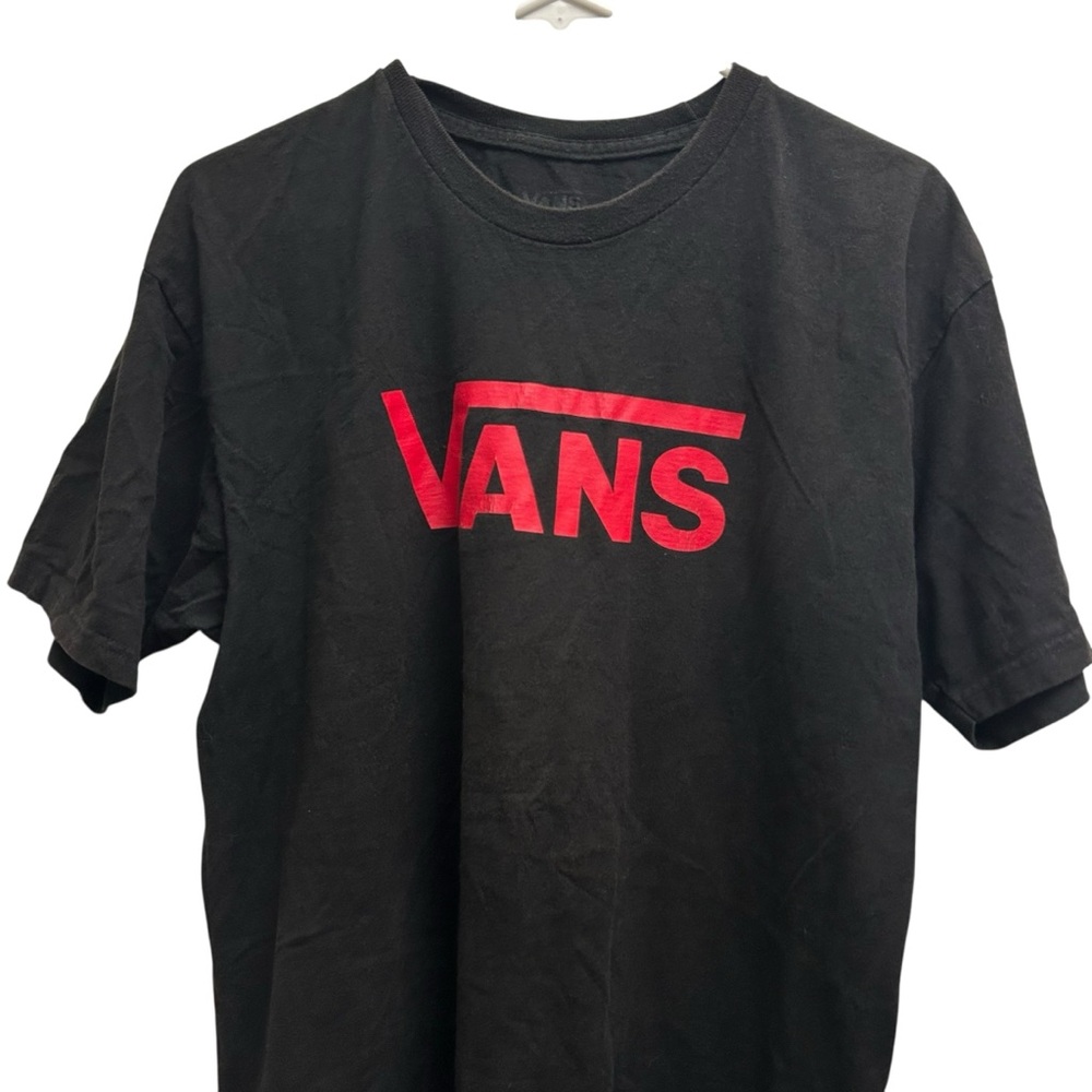 Vans Classic Fit Black Tee with Bold Red Logo